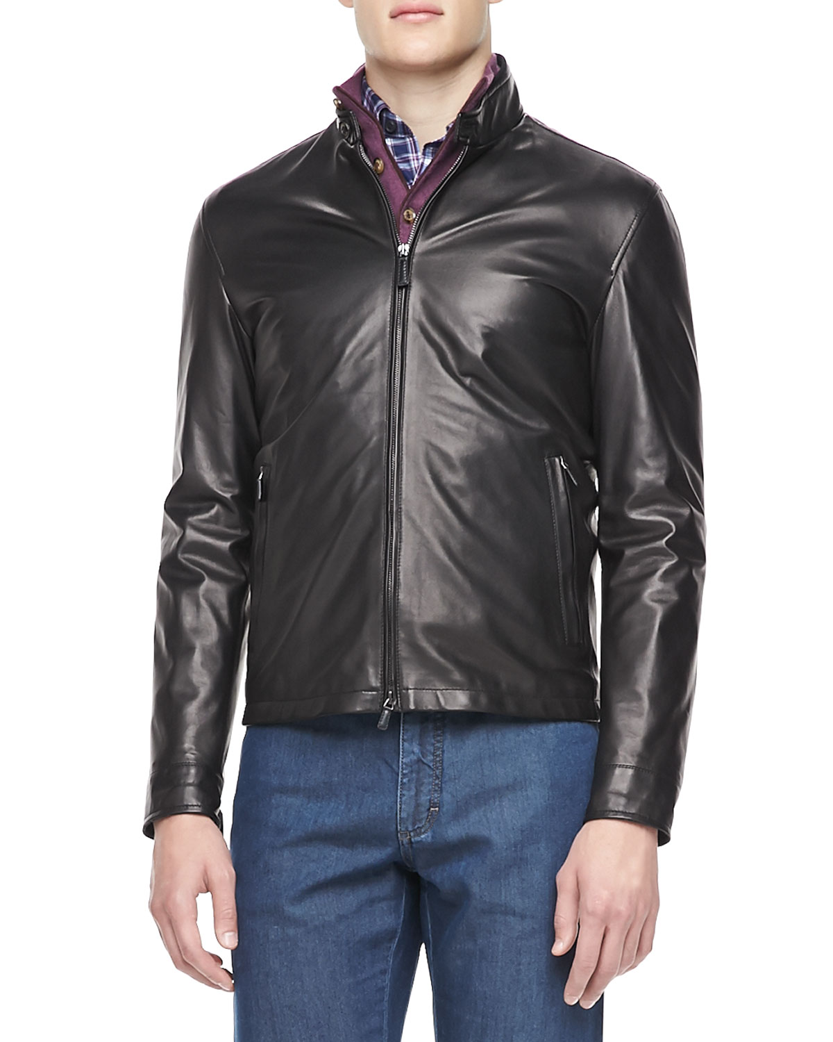 Ermenegildo Zegna Leather Moto Jacket in Black for Men Lyst