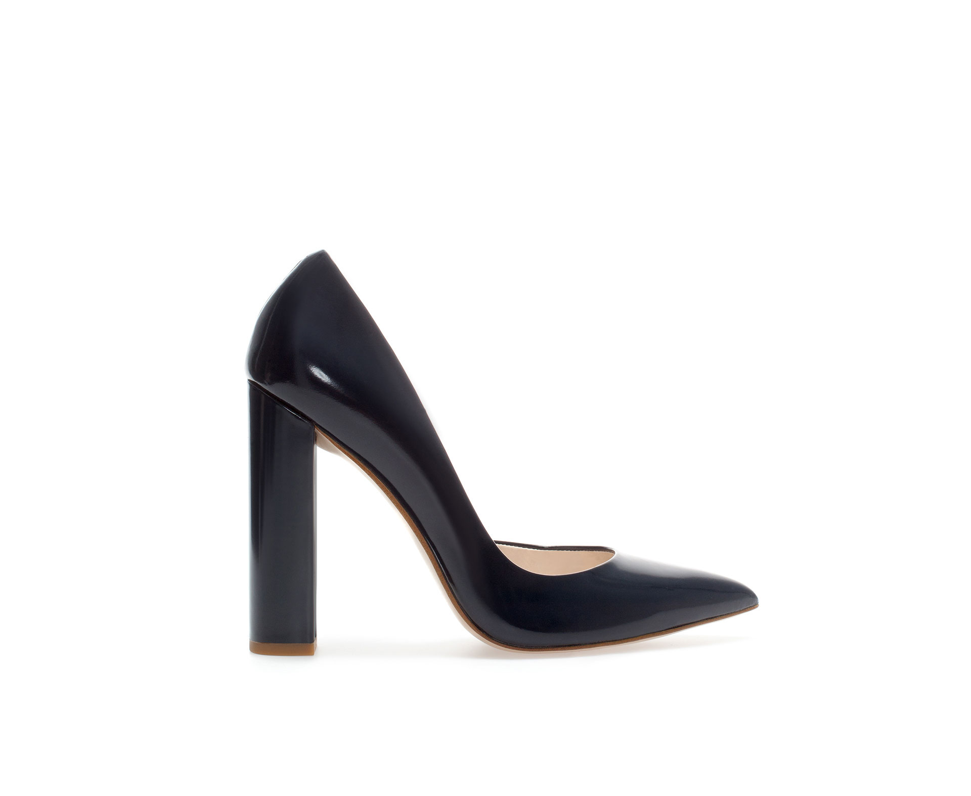 Zara Leather Asymmetric High Heel Court Shoe in Blue (Navy blue)