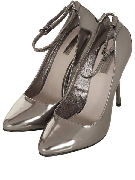 Topshop Giddy Metal Heel Court Shoes in Gray (PEWTER) | Lyst