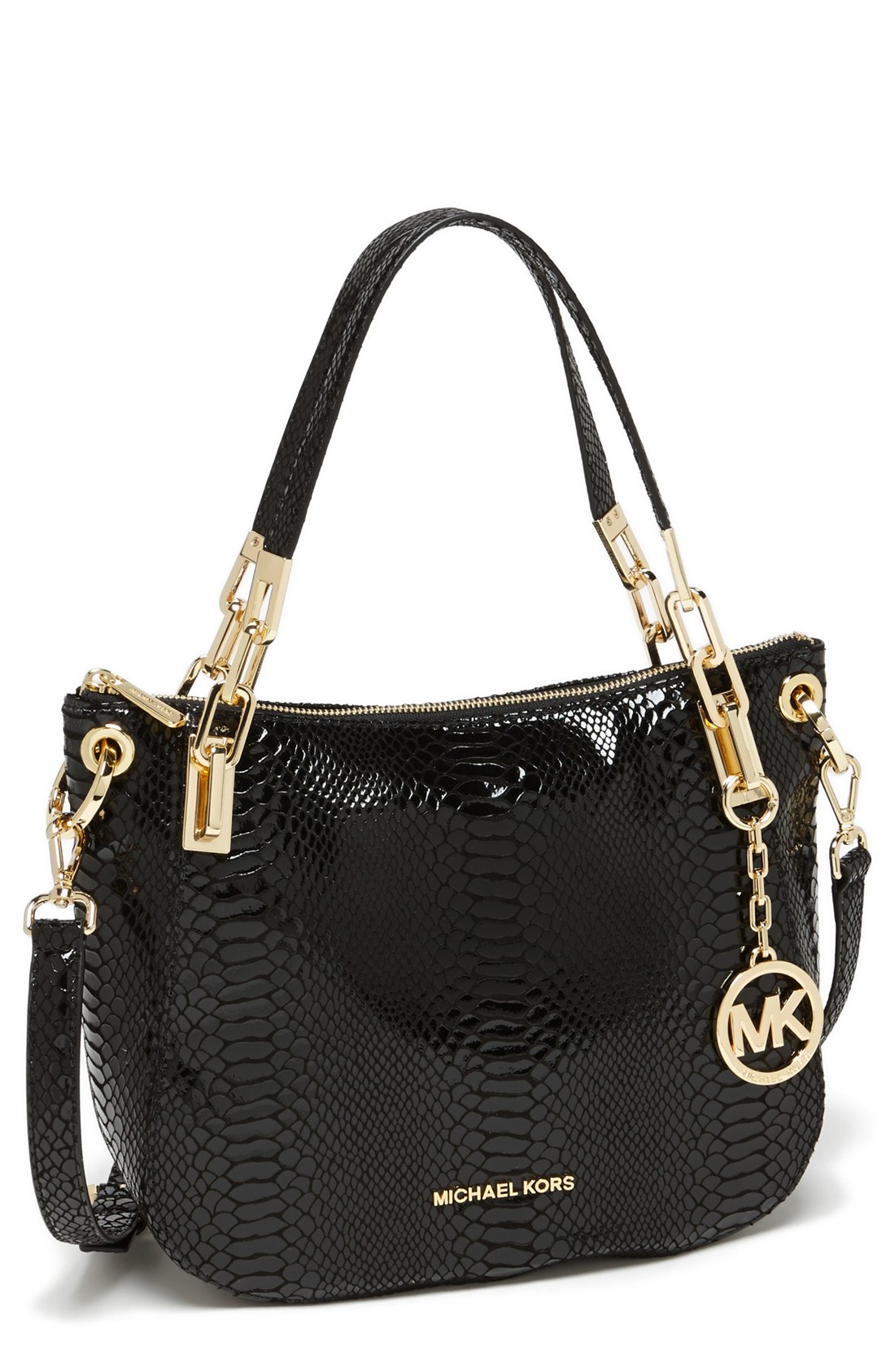 Michael Michael Kors Brooke Medium Leather Shoulder Bag in Black | Lyst