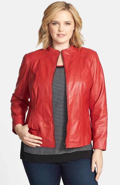 Sejour Lambskin Leather Jacket in Red (Red Tango) - Lyst