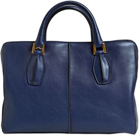 Tod&#39;s D-Cube Small Soft Leather Tote Bag in Blue (NAVY) | Lyst