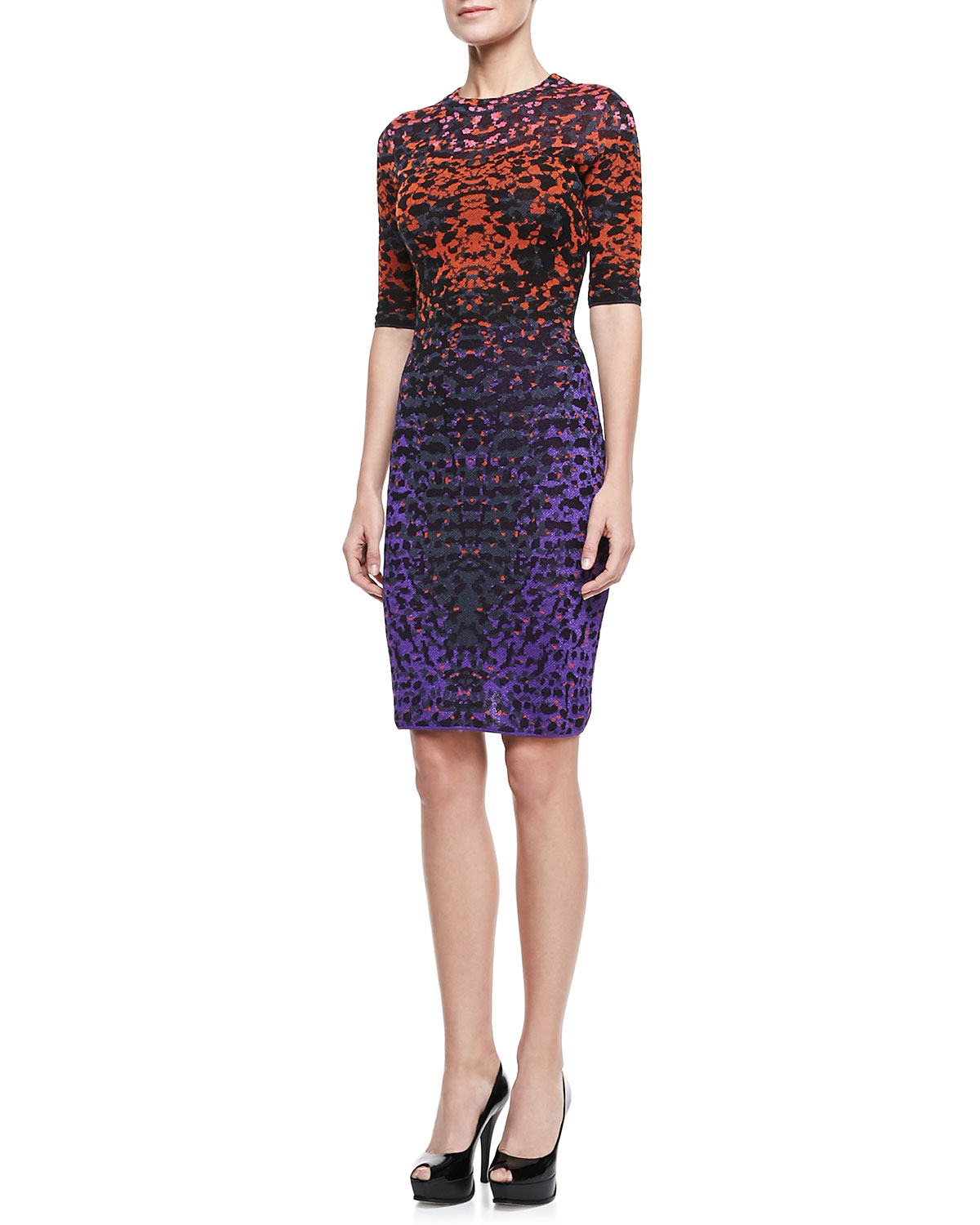 M Missoni Metallic Lizard Jacquard Halfsleeve Dress In Multicolor 