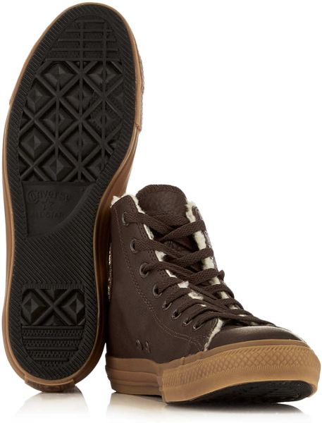 leather brown converse high tops