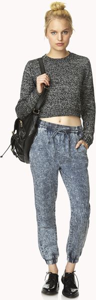 acid wash denim joggers womens