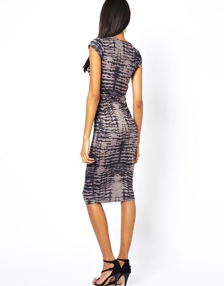 Ax Paris Animal Print Midi Dress in Black | Lyst