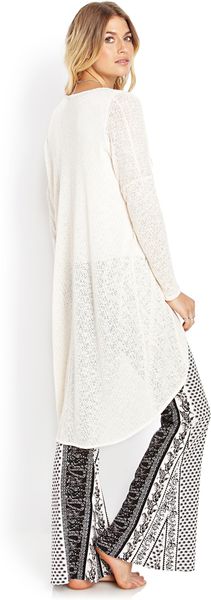 Forever 21 Relaxed Openknit Maxi Cardigan in Beige (Cream) | Lyst