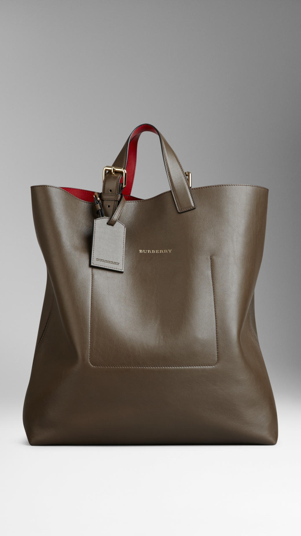 Burberry Large Bonded Leather Portrait Tote Bag in Brown (military olive) | Lyst