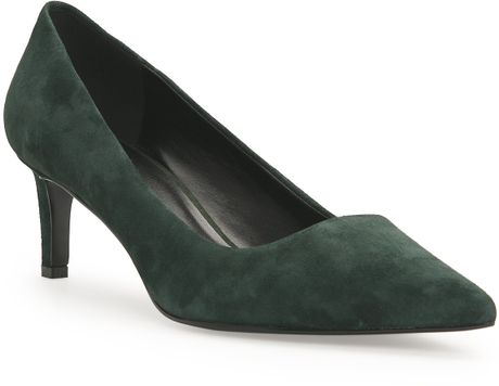 Mango Leather Stiletto Shoes in Green (Bottle Green) | Lyst