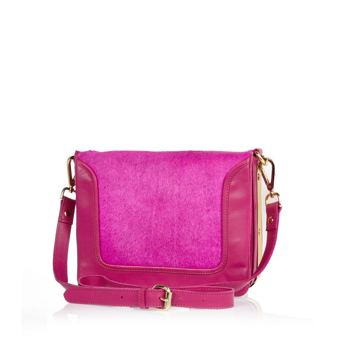 River Island Bright Pink Leather Pony Skin Cross Body Bag in Pink | Lyst