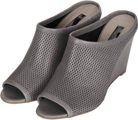 Topshop Waltz Perforated Mule Shoes in Gray (GREY) | Lyst