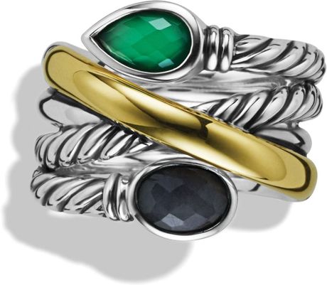 gold crossover yurman onyx sapphires viridian gray ring david green silver