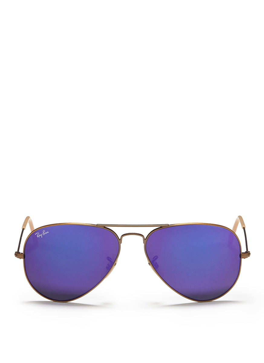Ray Ban Aviator Large Metal Mirror Sunglasses In Purple Purple Metallic Lyst