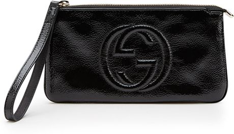 gucci black leather wristlet