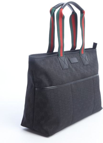 Gucci Black Gg Canvas Web Stripe Diaper Bag in Black | Lyst
