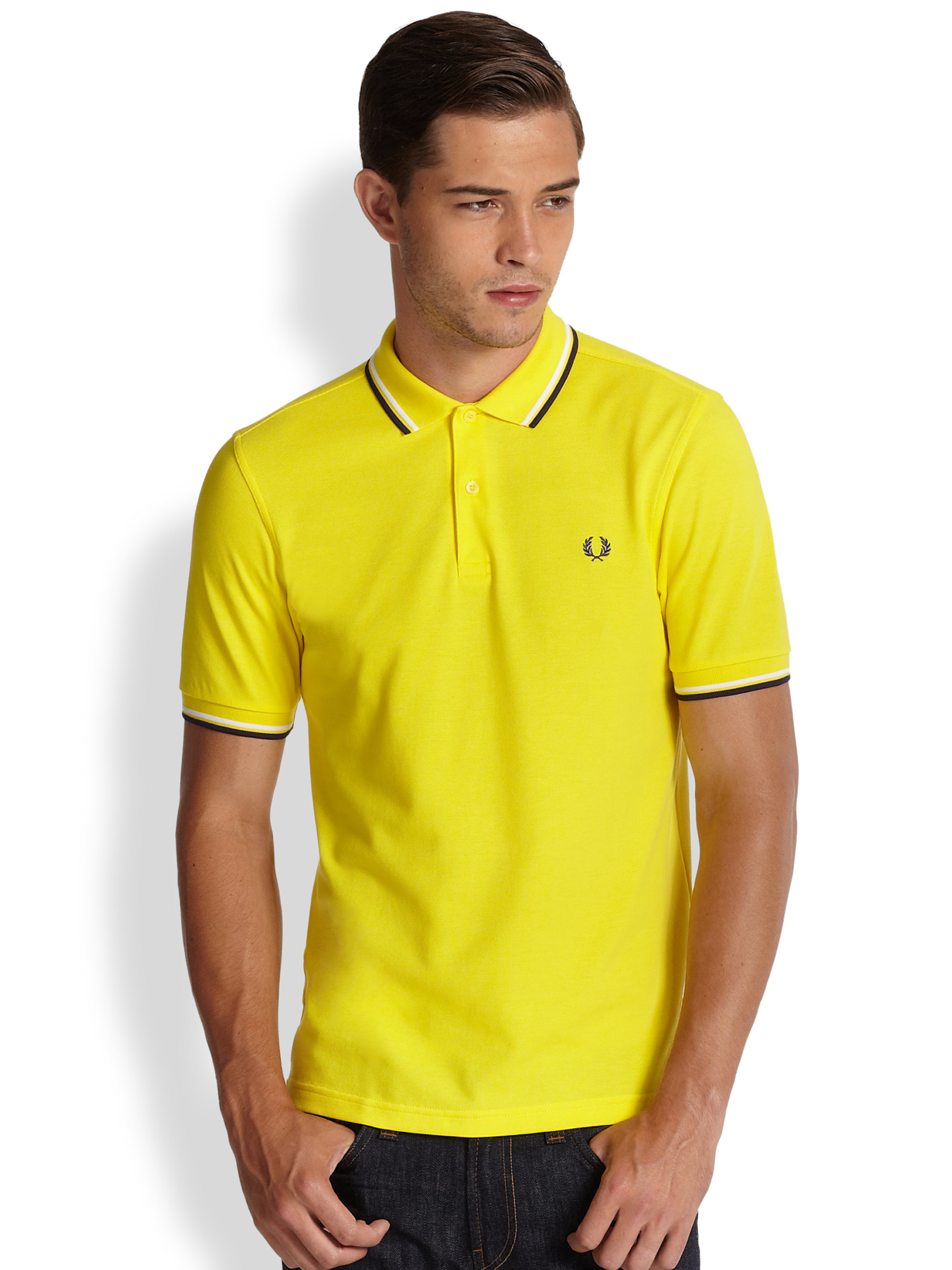 Fred Perry Twin Tipped Polo In Yellow For Men Lyst 
