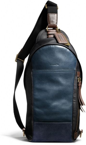 Coach Bleecker Convertible Sling Pack in Colorblock Leather in Blue for Men (BRASS/DARK ROYAL ...