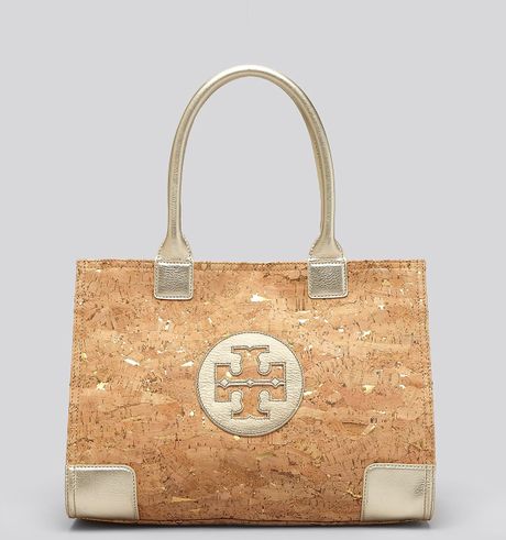 cork tory burch ella tote mini gold