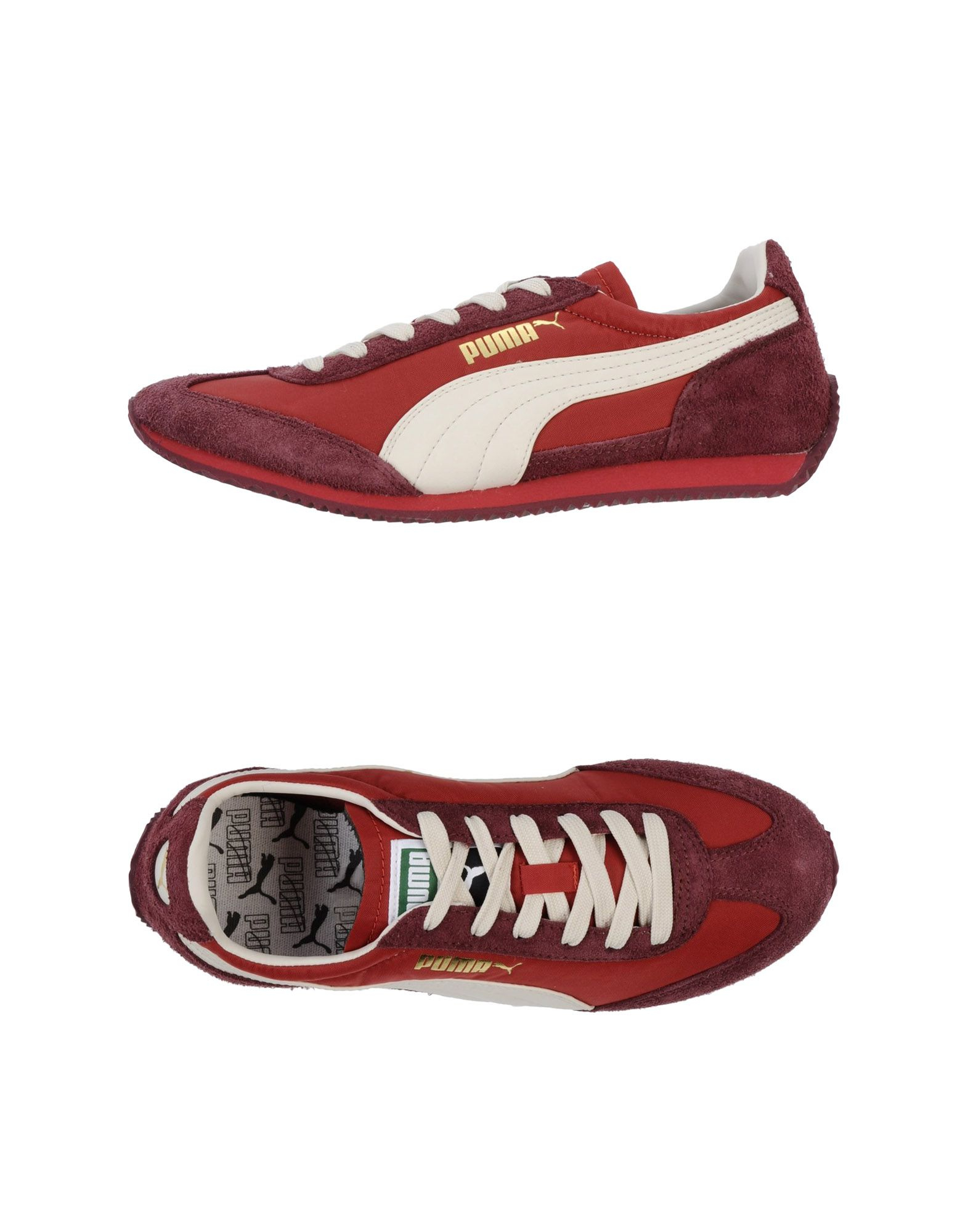 red patent leather pumas