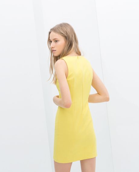 Zara Vneck Dress in Yellow