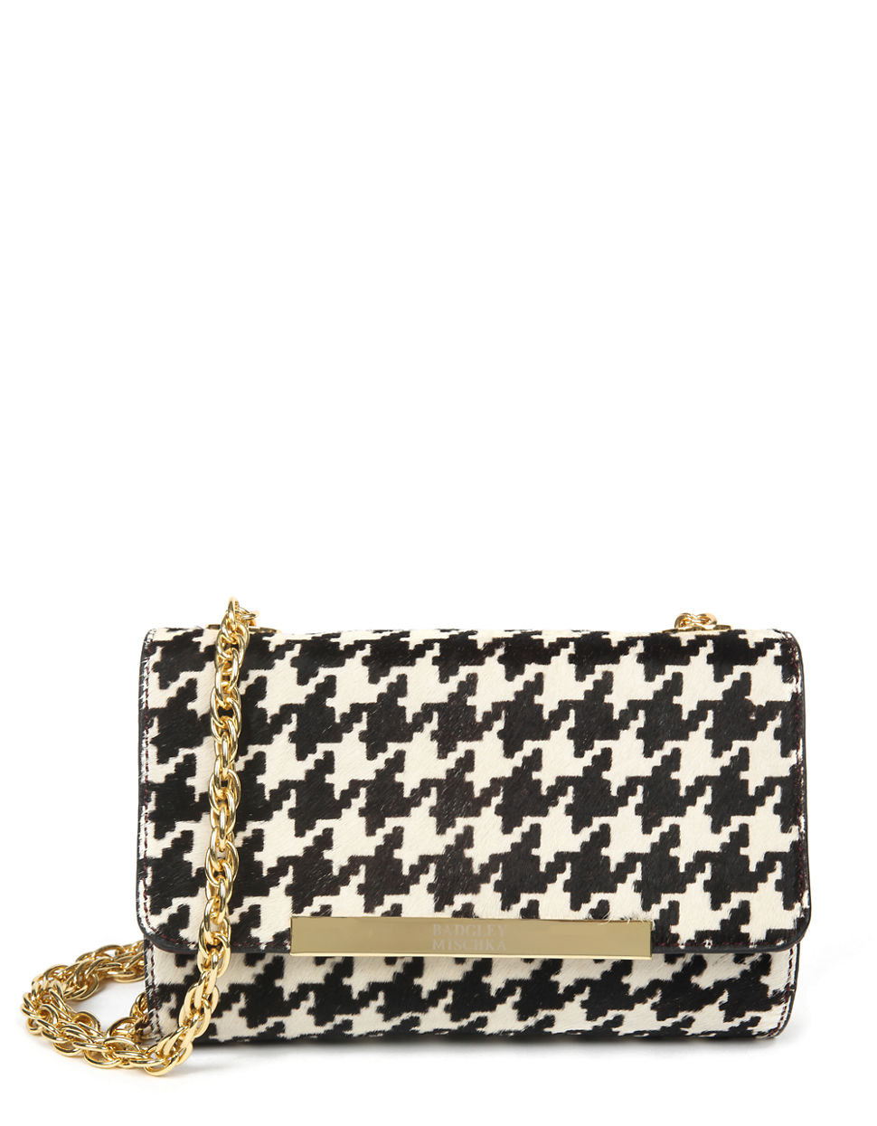 ... Leather Hair Calf Houndstooth Crossbody Bag in White (blackcream