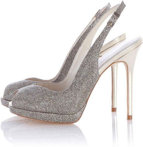 Karen Millen Lurex Metallic Peep in Gold | Lyst