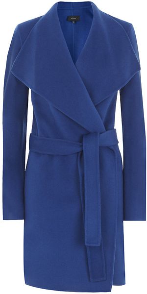 Joseph Lisa Long Cashmere Wrap Coat in Blue | Lyst