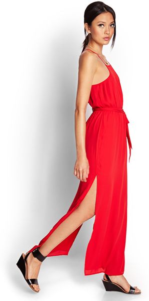 Forever 21 Pleated Moment Maxi Dress in Red