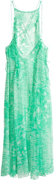green chiffon dress h&m