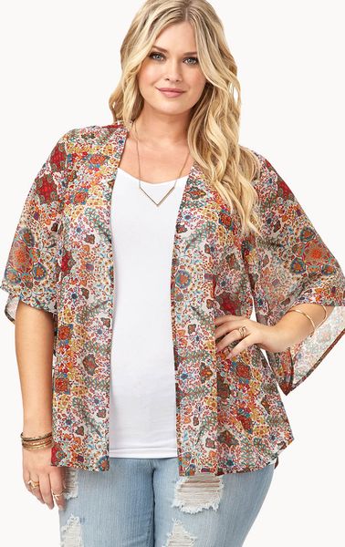 Forever 21 Downtoearth Kimono Cardigan in Brown (Tanblue)