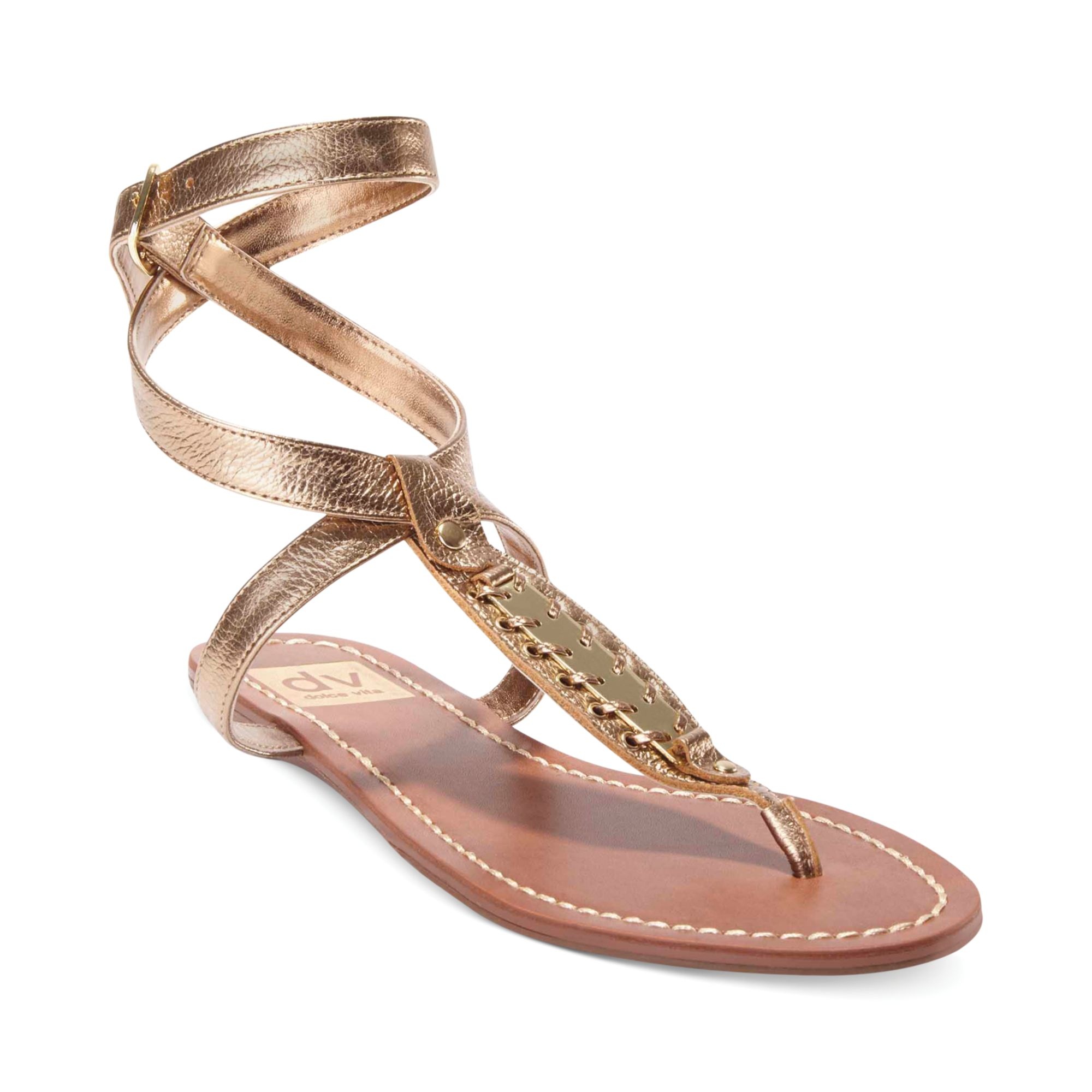 Dolce Vita Dv By Adryna Flat Thong Sandals in Gold | Lyst