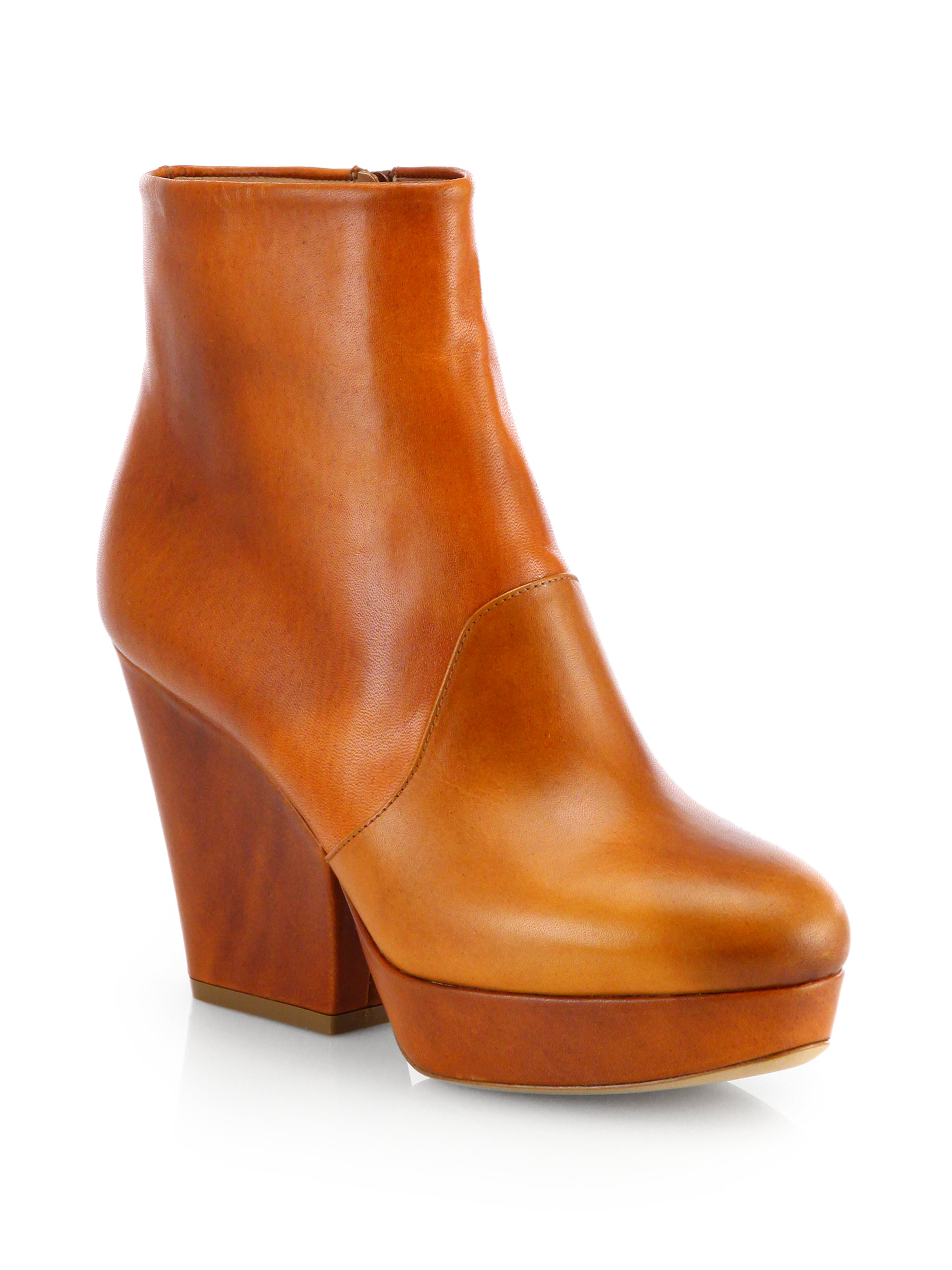 Maison Margiela Leather High-Heel Ankle Boots in Brown | Lyst
