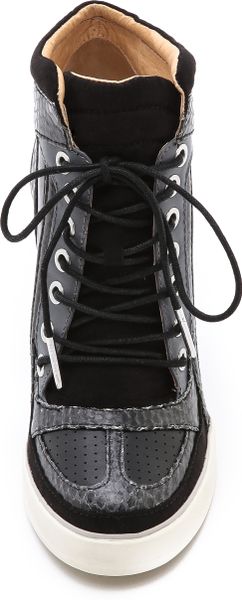 black lace up wedge sneakers