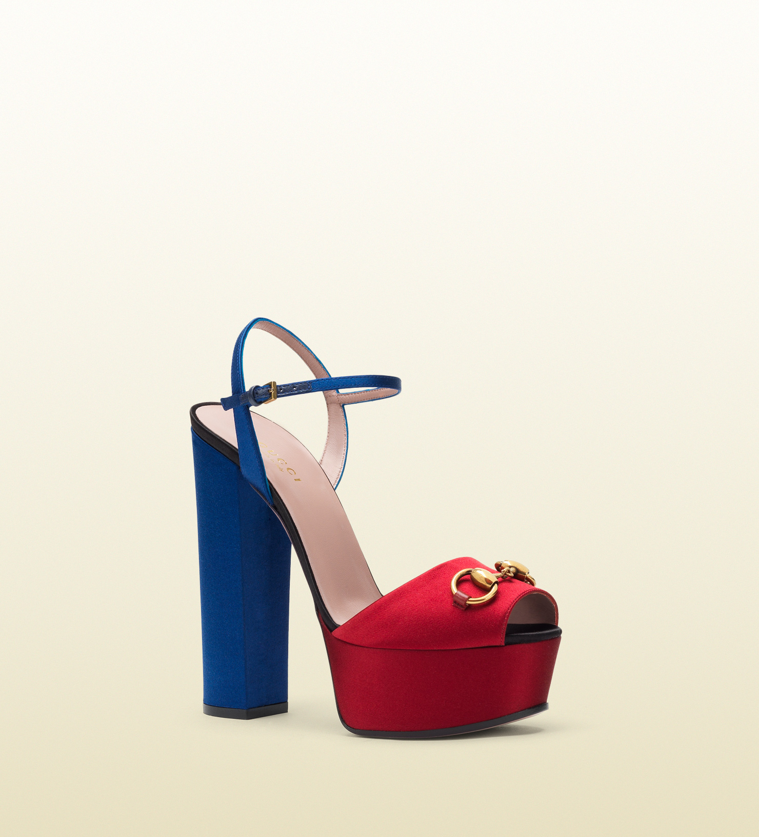 Gucci Multicolor Satin Platform Sandal in Multicolor Lyst