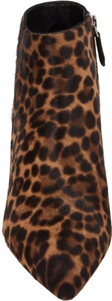 Prada Leopard-Print Haircalf Curved-Heel Ankle Boots in Animal (Brown ...