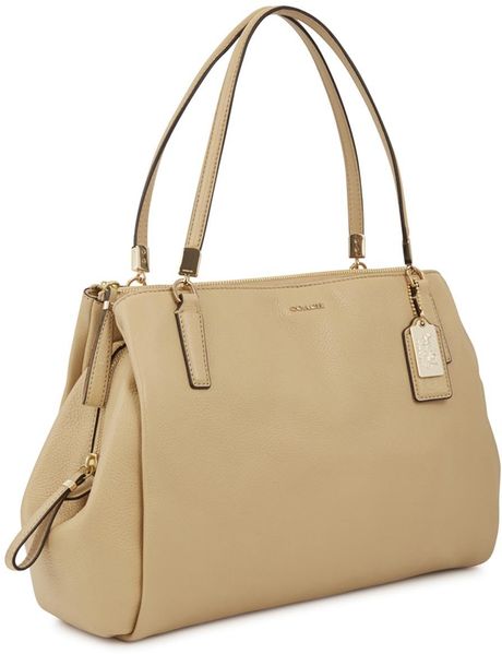 Coach Madison Tan Leather Shoulder Bag in Beige (Tan) | Lyst