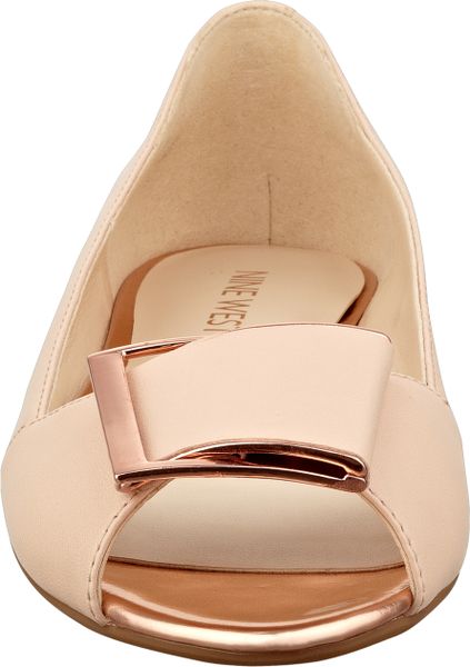 peep toe flats tan