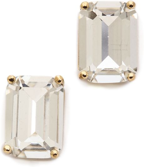 Kate Spade Emerald Cut Stud Earrings - Clear In Transparent (clear) 