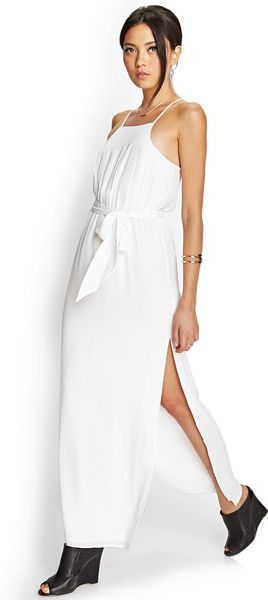 Forever 21 Pleated Moment Maxi Dress in White (Cream)