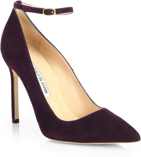 Manolo Blahnik Bb Suede Ankle-Strap Pumps in Black | Lyst