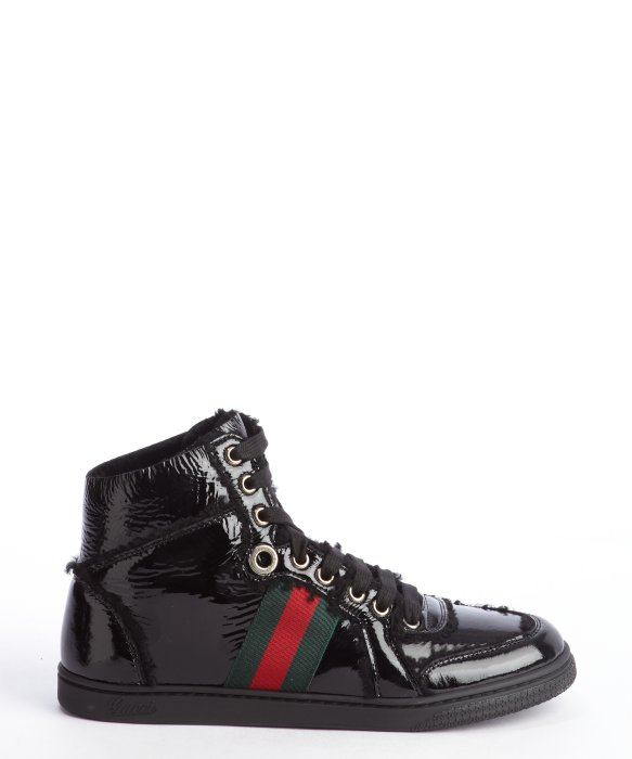 mens gucci black leather high top sneakers