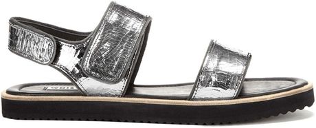 Whistles Holly Flatform Leather Sandals in Silver | Lyst