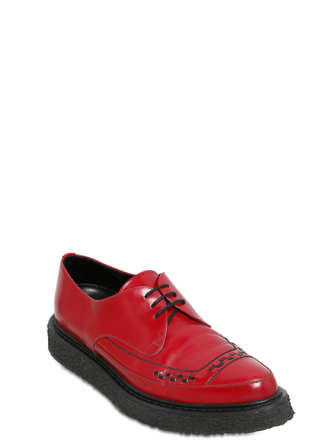 Saint Laurent 30mm Brushed Calf Lace Up Creepers in Red for Men Lyst