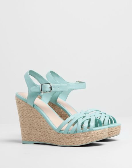 Pull&bear Jute Wedges in Green (1-035) | Lyst