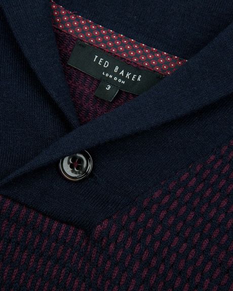 Ted Baker Catcott Knit Shawl Neck Sweater in Blue for Men (Navy) | Lyst