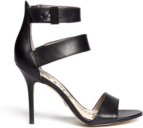 Sam Edelman Addie Leather Strappy Sandals in Black | Lyst