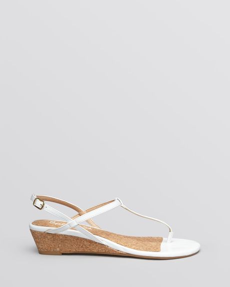 white t strap wedge sandals