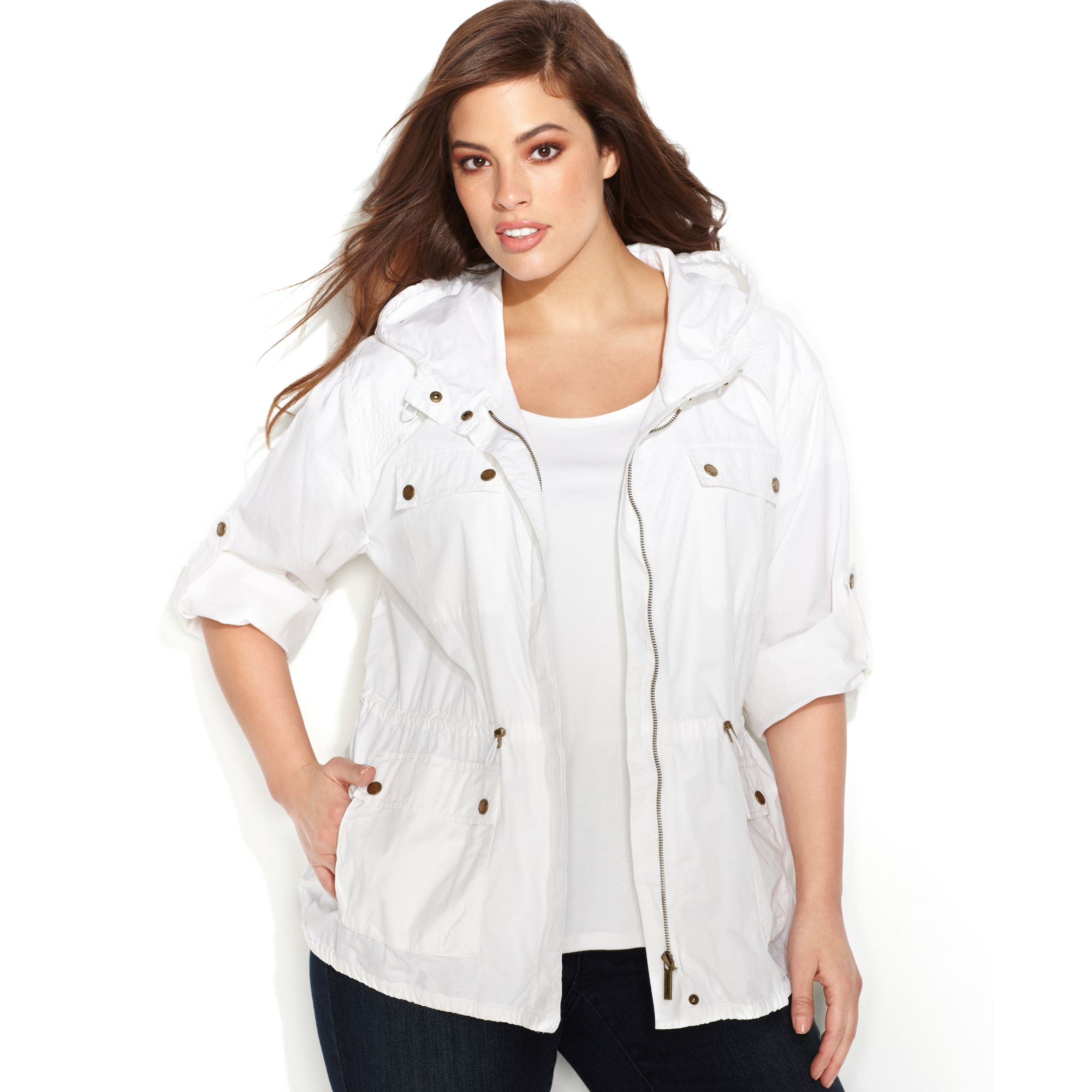 Michael Kors Michael Plus Size Anorak Jacket In White | Lyst