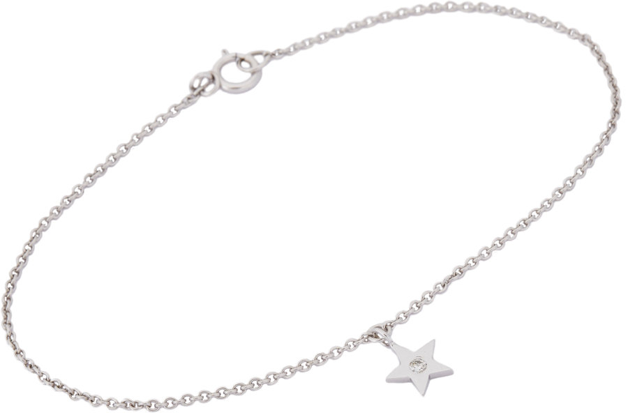 ... Diamond White Gold Sparkle Star Charm Bracelet in Silver (white
