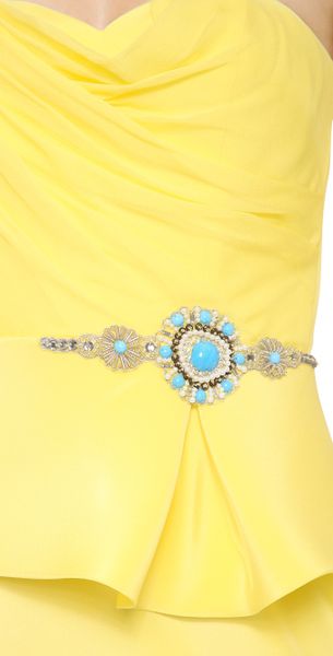 Notte By Marchesa Strapless Crepe Cocktail Dress in Yellow (Lemon) - Lyst